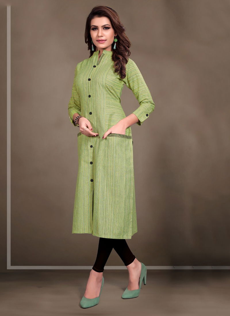 Rung Cotton Linen Straight Casual Office Wear Kurti Collection 1001-1008
